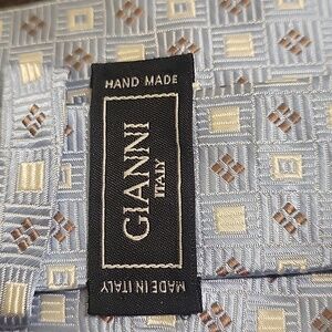 Gianni Light Blue Patterned Men's 100% Silk Hand Made Neck Tie